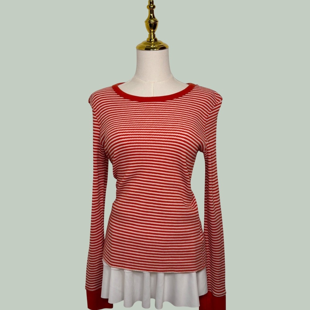 american eagle red white striped knit sweater fitted y2k preppy cottage softgirl